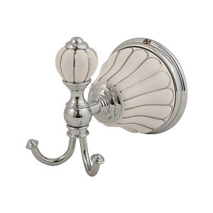 Крючок Migliore Olivia, керамика белая с декором платина, хром 17554 фото