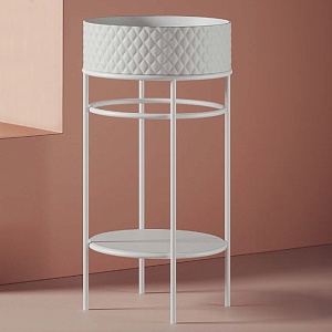 Artceram VOGUE Металическая структура Ø44хh72,5см для раковин Rombo без отв, под смеситель, с керамической полочкой, напольный, цвет: белый матовый фото