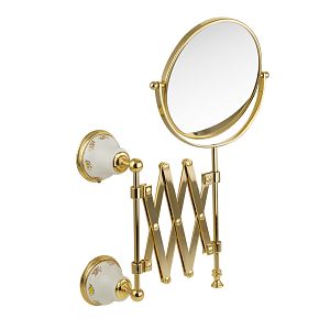 Зеркало Migliore Provance оптическое пантограф D18xH40xP60 см (3Х) настенное, керамика с декором/золото 17695 фото