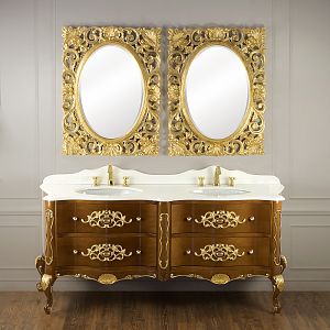 Столешница Migliore Virginia двойная L184,5XH2/16XP55,5 см3 отверстий для см-ля, фиг-ая планка, мрамор Bianco Cristallino 30284 фото