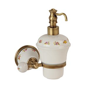 Дозатор жидкого мыла Migliore Provance настенный, керамика с декором/бронза 17620 фото