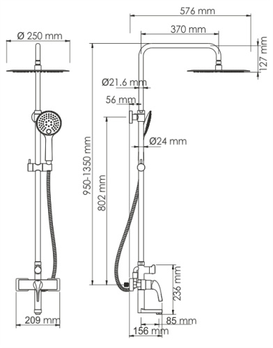Wasserkraft A17101 Душевой комплект со смесителем фото 3
