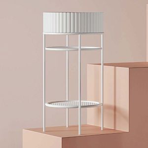 Artceram VOGUE Металическая структура Ø44хh72,5см с раковиной Millerighe без отв, под смеситель, с сетчатой полочкой, напольный, цвет: белый матовый фото