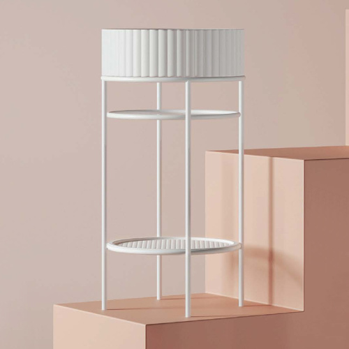 Artceram VOGUE Металическая структура Ø44хh72,5см с раковиной Millerighe без отв, под смеситель, с сетчатой полочкой, напольный, цвет: белый матовый