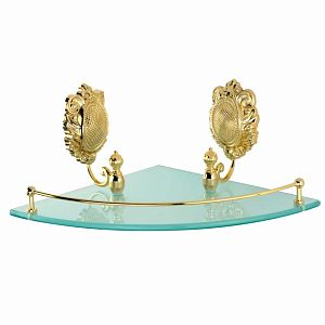Полка c галереей Migliore Cleopatra угловая, стекло матовое/золото 16694 фото