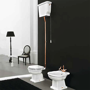 Artceram HERMITAGE Унитаз приставной слив в стену, 36х55см, с крепежом в комплекте, цвет белый с бачком с высокой трубой, цвет: бронза фото