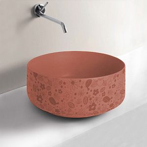 Artceram Cognac Раковина Ø42 см, без отв,, без перелива, на столешницу, цвет: Rosso corallo, декор: lol фото