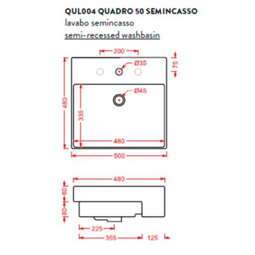 Artceram QUADRO Раковина 50x48 см, 1 отв,, цвет: белый фото 3