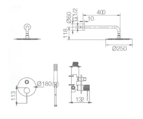 Душевой гарнитур скрытого монтажа IMEX GPD038/NQ фото 3