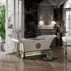 Ванна Migliore Impero Podium 180x87хH76 см бел, подиум бронза, слив/перелив бронза+ 2 декор 25809 фото