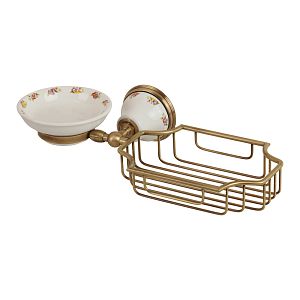 Мыльница Migliore Provance с корзинкой настенная, керамика с декором/бронза 17629 фото