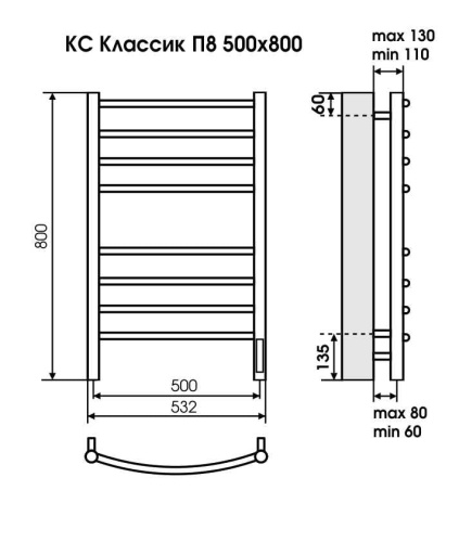 Классик П6 450х600 электро КС 9003 матовый фото 2