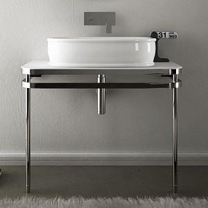 Artceram AZULEY Металлическая структура под раковину, напольная, с верхним глянцевым топом цвет белый, цвет хром фото