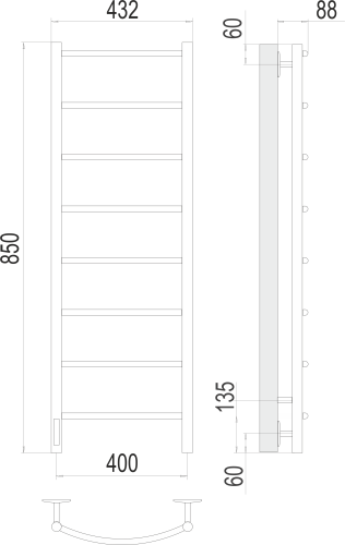 Классик П8 400х850 левый электро фото 2