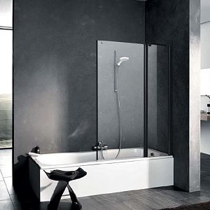 Kermi Pega Штора на ванну PE DTR 110x150см,, цвет: черный матовый/прозрачное стекло фото