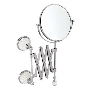 Зеркало Migliore Olivia оптическое настенное пантограф, L23-63 см керамика белая с декором платина, хром 17552 фото