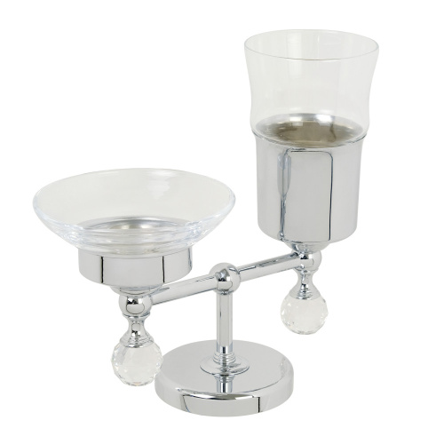 Стакан Migliore Amerida и мыльница настольные, хром/Swarovski 16591