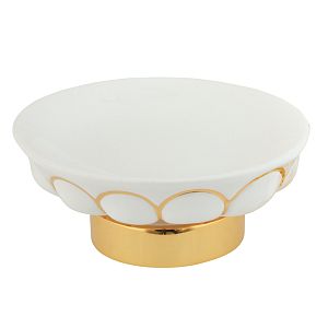 Mыльница Migliore Olivia настольная, керамика белая с золотым декором, золото 17509 фото