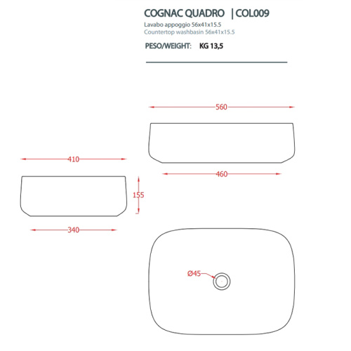 Artceram Cognac Раковина 56х41 см, без отв,, накладная, цвет: denim фото 2